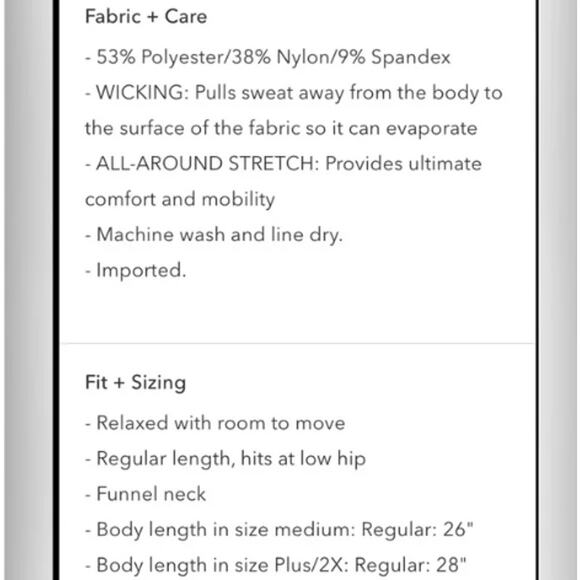 ATHLETA | Polartec Funnel Neck Sweatshirt | Bright White 3X - Picture 3 of 9